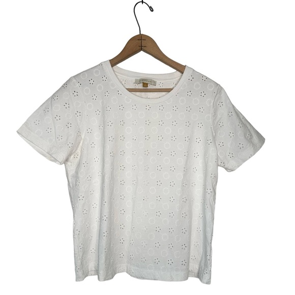 Downeast | White Eyelet Short Sleeve Top Size Small - Picture 1 of 6
